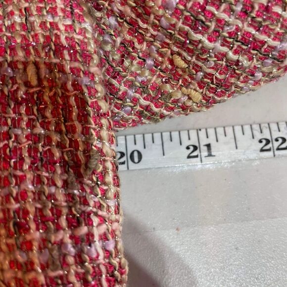Jonofui Women's Tweed 3/4 Sleeve Lined Blazer Jacket‎ Pink Medium Silk lining - Picture 8 of 16